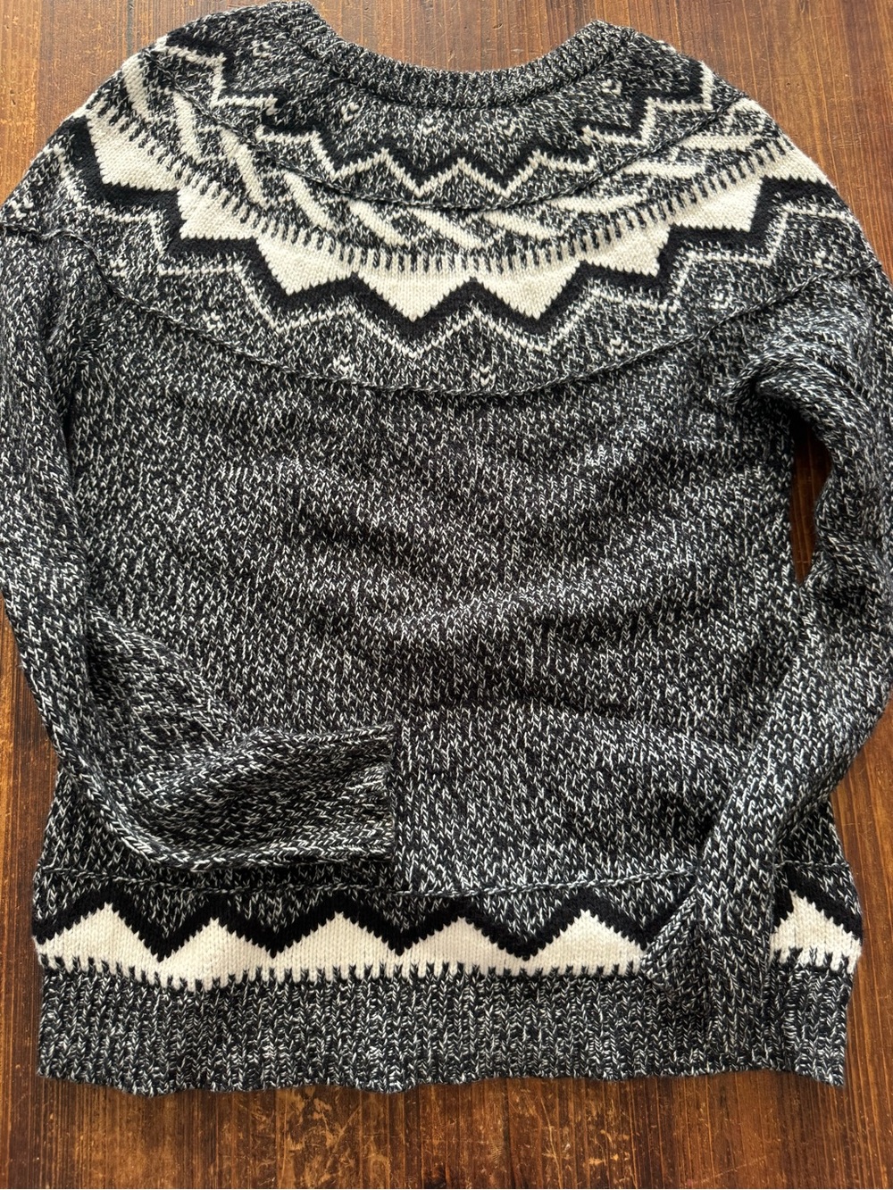 Old Navy Black & White Fair Isle Crewneck Sweater